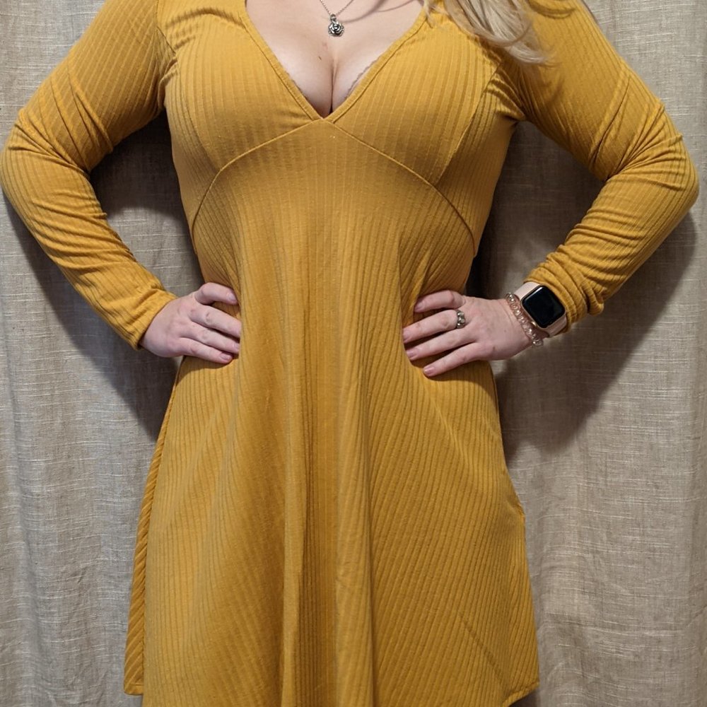 Gold Long Sleeve Dress